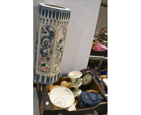 A&nbsp;Wedgewood Kutani Crane bone china bowl, and other miscellaneous items including Chinese style stick stand, 62cm h, a m