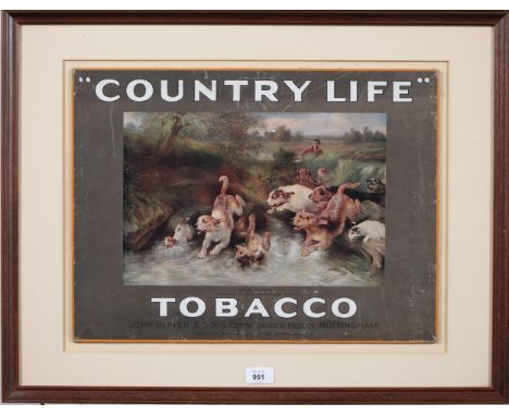 Vintage advertising. Imperial Tobacco Co. Ltd. "Country Life" tobacco, with colour reproduction of Walter Hunt's Otter Huntin