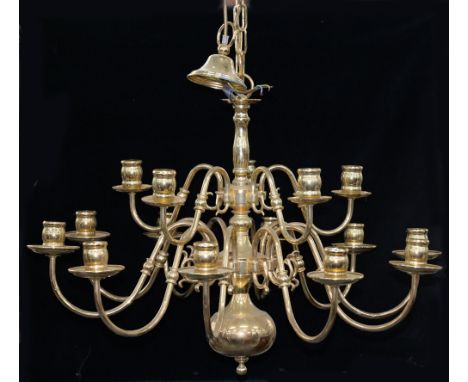 &nbsp;A gilt lacquered metal fifteen light chandelier, late 20th c,&nbsp; 52cm h Dusty/dirty with fly specks and requires a c