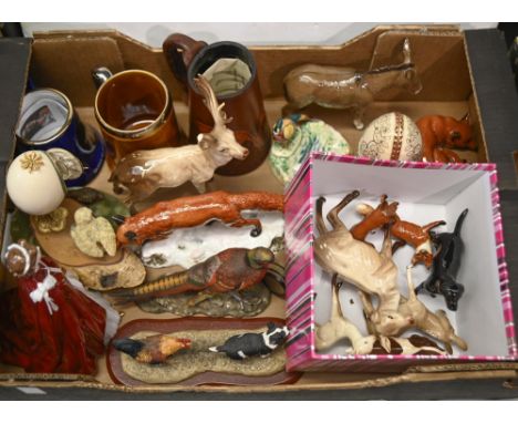 Miscellaneous ornamental ceramics,&nbsp;including Beswick, dogs, foxes, deer, etc, a Royal Worcester bone china figurine of Q
