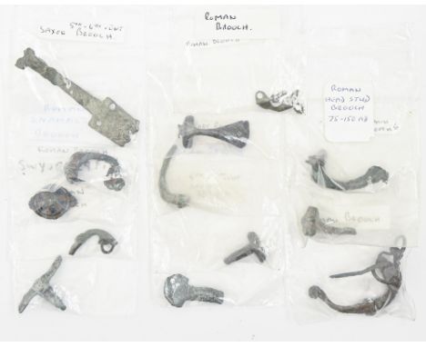 Miscellaneous Roman and later brooches, including an enamel example 