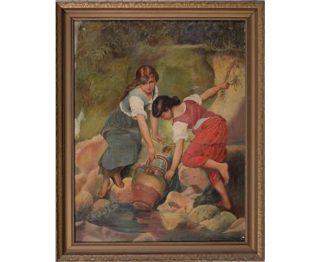 English School, 19th c - Study of Welsh Peasants, oil on copper, 12 x 19cm, a 19th c pen and ink sketch after an Old Master, 