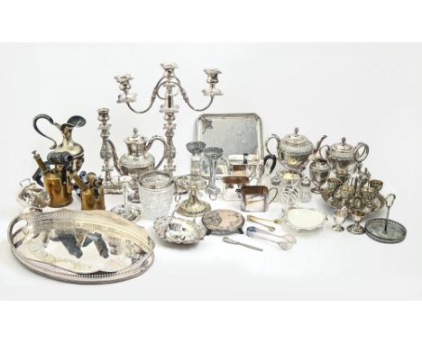 Miscellaneous plated ware, Victorian and later, to include a four-piece vase-shaped tea and coffee service, art deco bachelor