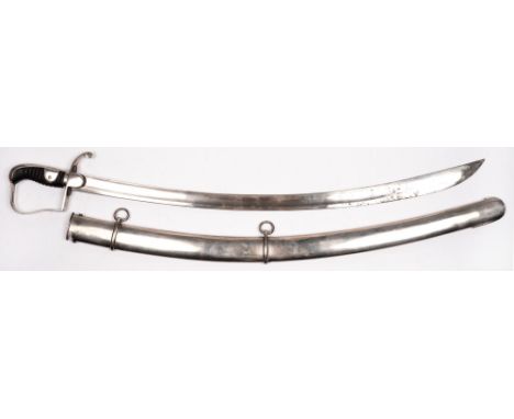 A replica 1796 pattern British Light Cavalry Trooper's sword and scabbard, blade 83cm Good condition