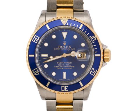 A Rolex bi-metal gentleman's wristwatch, Oyster Perpetual Date Submariner, Ref. 16613T, No V024839, 40mm diam, maker's guaran