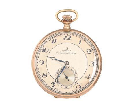 An Omega gold plated keyless lever watch, No 7668117, 46mm diam Movement running when wound, scratch on dial, light scratches