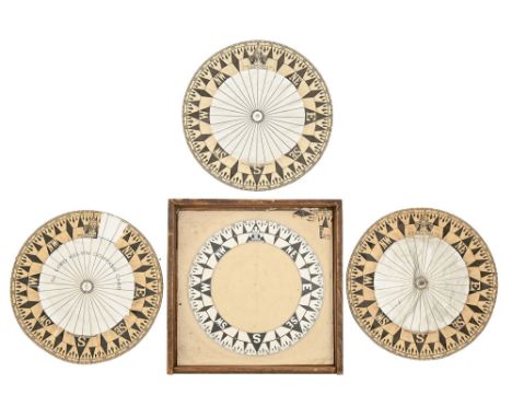 Maritime interest. A deal box of three compass cards, Iver C Weilbach &amp; Co., Copenhagen, c.1900, paper with aluminium cen
