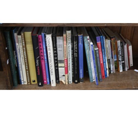 Japan. Three-quarters of a shelf of books on Japan, its art, literature and customs, 20th c, including haiku poetry, ikebana 