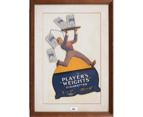 Vintage advertising. Imperial Tobacco Co. Ltd., Player's "Weights" cigarettes..., showcard, c.1914, lithograph, shaped 42.5cm