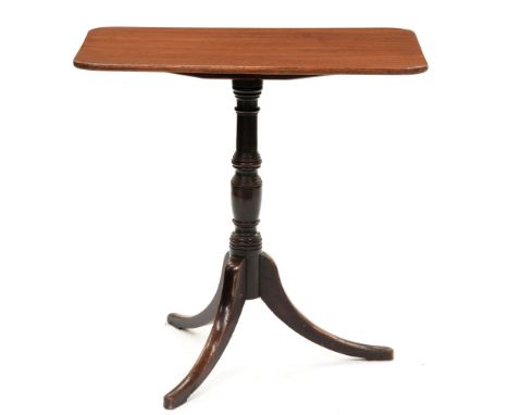 A Victorian mahogany tripod table,&nbsp; with oblong top, 71cm h; 74 x 71cm Top French polishedf