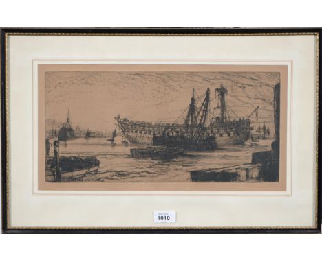 Sir Francis Seymour Haden&nbsp;CMG, FRCS, PPRE (1818-1910) - Breaking Up of the Agamemnon,&nbsp;signed and dated 1870 within 