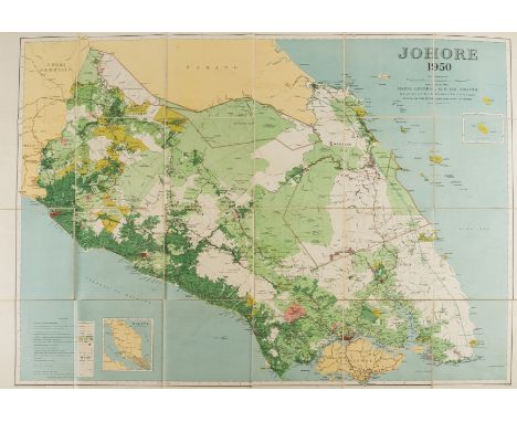 NO RESERVE Singapore &amp; Malaysia.- Survey Dept. (Federation of Malaya) Johore, 1950, detailed map showing the topography o