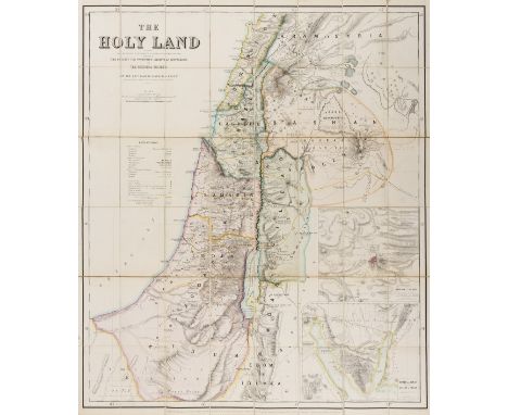 Holy Land.- Clarke (Samuel) The Holy Land, large folding wall map showing from Damascus to Petra, with inset maps of the topo