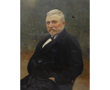 B. Lemeunier, oil on canvas, Half length portrait of a seated gentleman, signed and dated '93, 91 x 72cm (a.f.)