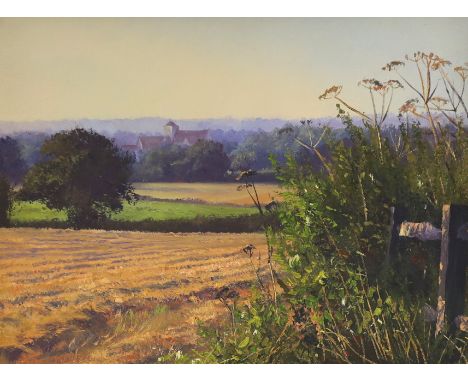 Stephen Hawkins (b.1964), oil on canvas, ‘Evening light’, unsigned, The Ashdown Gallery label verso, 29 x 39cm