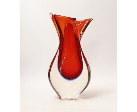 A Murano Sommerso two colour glass vase, 33cm high Six light scratches to body, one horizontal, five vertical, largest approx