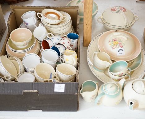 A collection of Susie Cooper ceramics and tablewares including tureens, an oval platter, cups and saucers