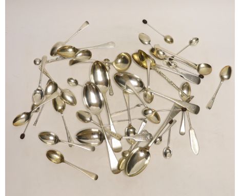 A quantity of assorted mainly silver flatware including teaspoons, table spoons, condiment spoons etc.