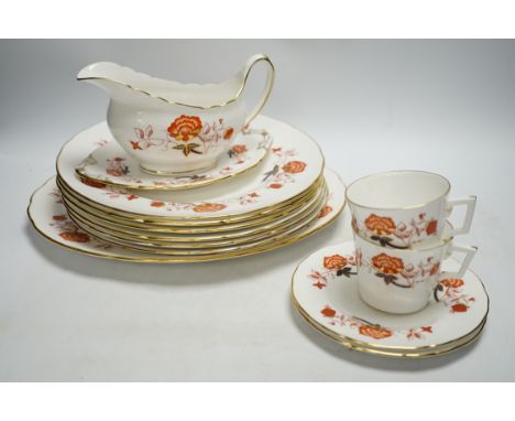 A Royal Crown Derby ‘Bali’ pattern part dinner and coffee service for six setting