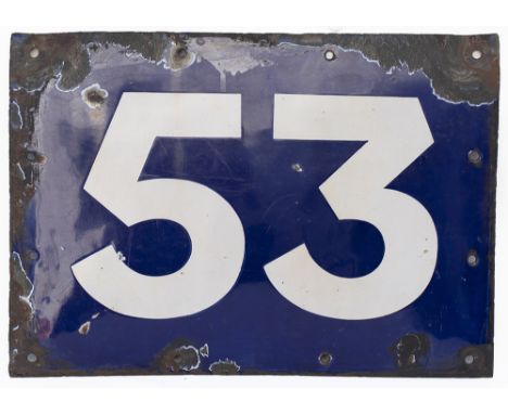 Midland &amp; South Western Junction Railway enamel Bridgeplate 53, from a bridge over Elcot Road just north of Marlborough. 