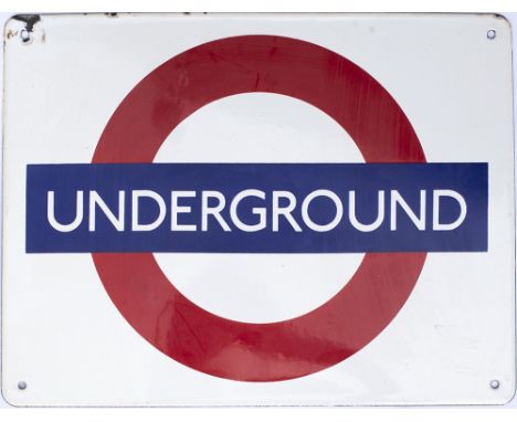 London Underground enamel Target/Bullseye station sign UNDERGROUND. Measures 15in x 11.5in and is in excellent condition with