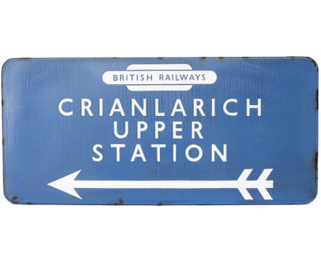 BR(SC) FF enamel direction sign CRIANLARICH UPPER STATION with British Railways totem and left facing arrow, from the former 