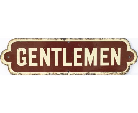North Eastern Railway enamel doorplate GENTLEMEN. In very good condition with minor edge chipping, measures 20in x 5.5in. 