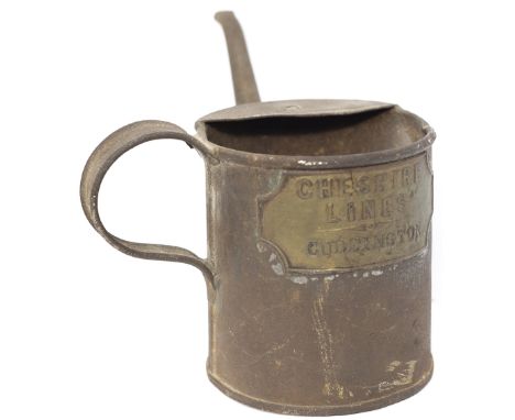 CLC small lamp oil can brass plated CHESHIRE LINES CUDDINGTON. From the former station Northwich and Chester. I good conditio