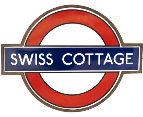 London Transport Underground enamel target/bullseye sign SWISS COTTAGE. This pre war one piece sign is in very good condition