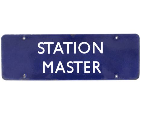 BR(E) enamel doorplate STATION MASTER. In excellent condition measures 18in x 6in.  