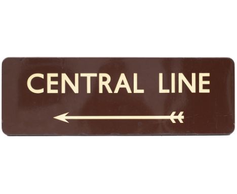 BR(W) FF enamel railway station sign CENTRAL LINE with left facing arrow. In very good condition with a few edge repairs. Mea