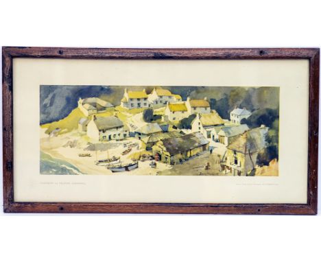 Carriage print CADGWITH VIA HELSTON CORNWALL from an original water colour painting by Jack Merriott, R.I. from the British R