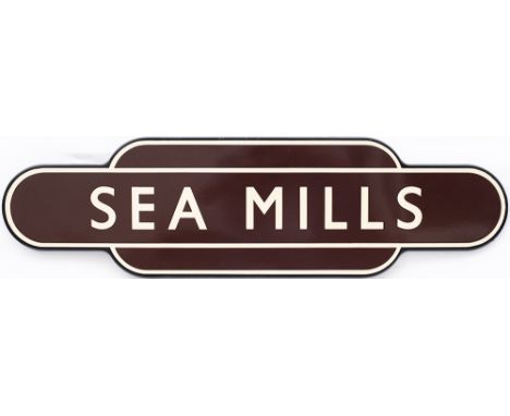 Totem BR(W) FF SEA MILLS from the former Great Western and Midland Railway Joint station On the Clifton Extension line betwee