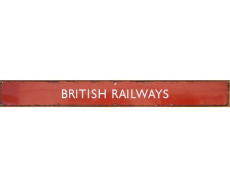 BR(NE) Quad Royal enamel poster board heading BRITISH RAILWAYS. In very good original condition, measures 53in x 5.75in. 