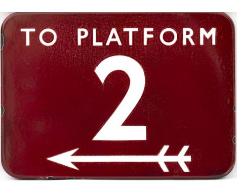 BR(M) FF enamel railway station sign TO PLATFORM 2 with left facing arrow. In very good condition with slight loss of shine i