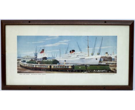 Carriage Print OCEAN LINER EXPRESS SOUTHAMPTON DOCKS-LONDON by Richard Ward. From the Southern region B series. Shows an imag