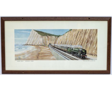 Carriage Print GOLDEN ARROW CONTINENTAL EXPRESS by Richard Ward. From the Southern region B series. Shows an image of BR Brit