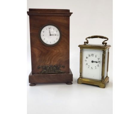 A brass/ nickel carriage clock and a mantle clock