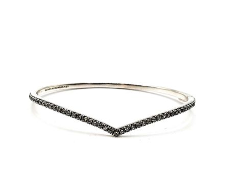 A silver Pandora hinged wishbone paste set bangle set  10.7gms