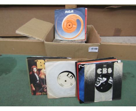 Approximately 100 mixed Rock 7" singles including Genesis, Capability Brown, Kiss, Alice Cooper, The Rolling Stones, Pink Flo