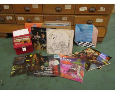 A box of mixed LPs including Pink Floyd, Traffic, The Monkees, Herman's Hermits, BBC Radiophonic Workshop, Amen Corner, David