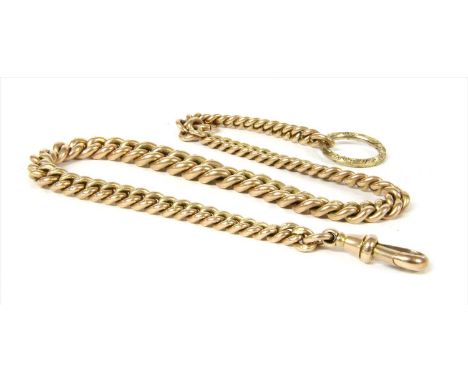 A 9ct gold graduated curb link Albert chain, Birmingham 1889. 345mm long, 52.53g, with chased split ring