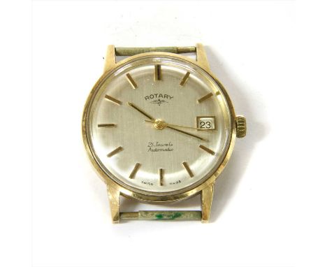 A gentlemen's 9ct gold Rotary automatic watch, c.1970, 35mm diameter, with a silvered dial, raised gilt baton hour markers, c