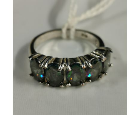 SILVER 5 STONE RING