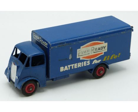 Dinky Supertoys diecast model Guy Warrior Van with blue cab, chassis and body, red hubs and 'Every Ready Batteries For Life!'