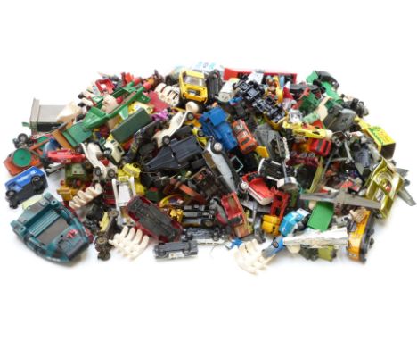 A large collection of Corgi, Dinky, Matchbox and similar diecast model vehicles including aeroplanes, lorries, buses, ships e