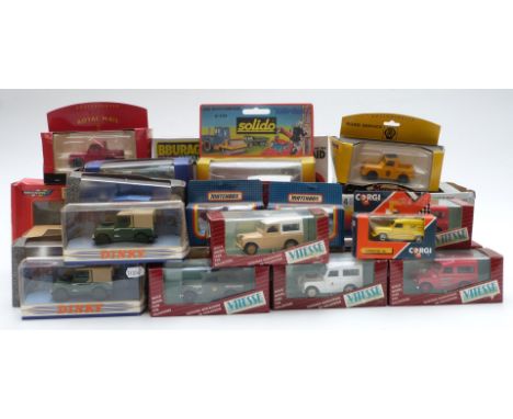 A colection of Corgi, Britains, Solido and similar diecast model Land Rover vehicles including AA Road Service, Kit Land Rove