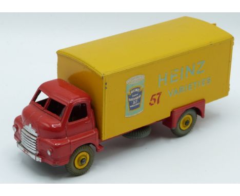 Dinky Supertoys diecast model Big Bedford Lorry with red cab and chassis, yellow body and hubs and 'Heinz 57 Varieties' decal