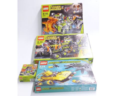 Four Lego construction sets Power Miners Titanium Command Rig 8964, Crystal Sweeper 8961 and Mine Mech 8957 and Aqua Raiders 