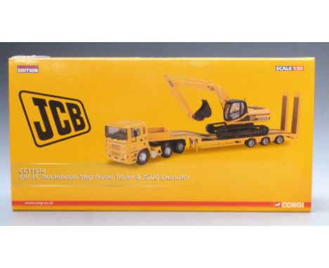 Corgi JCB 1:50 scale limited edition diecast model Man TGA Nooteboom Low Loader With JCB Backhoe Loader 3CX, CC13425, in orig